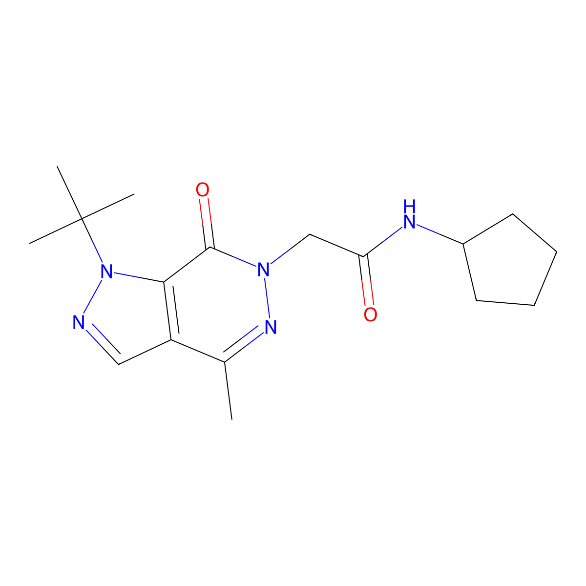 2-(1-(tert-butyl)-4-methyl-7-oxo-1H-pyrazolo[3,4-d]pyridazin-6(7H)-yl)-N-cyclopentylacetamide molecular structure, CAS 1172334-03-0