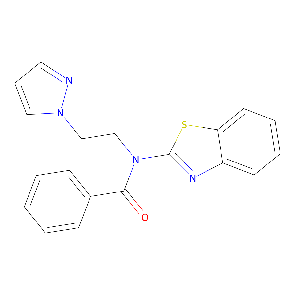 N-(2-(1H-pyrazol-1-yl)ethyl)-N-(benzo[d]thiazol-2-yl)benzamide molecular structure, CAS 1172334-12-1