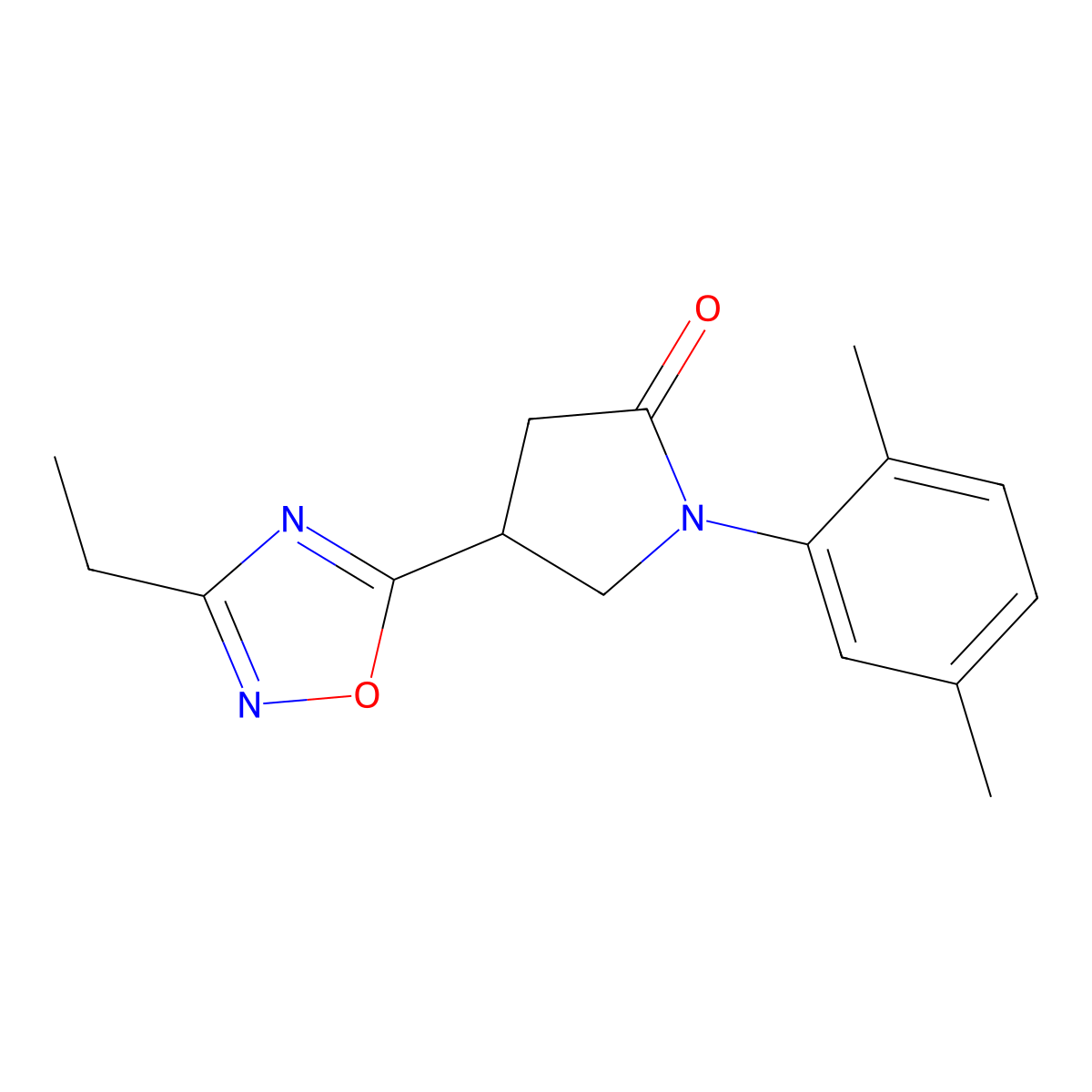 1-(2,5-Dimethylphenyl)-4-(3-ethyl-1,2,4-oxadiazol-5-yl)pyrrolidin-2-one molecular structure, CAS 1172335-82-8