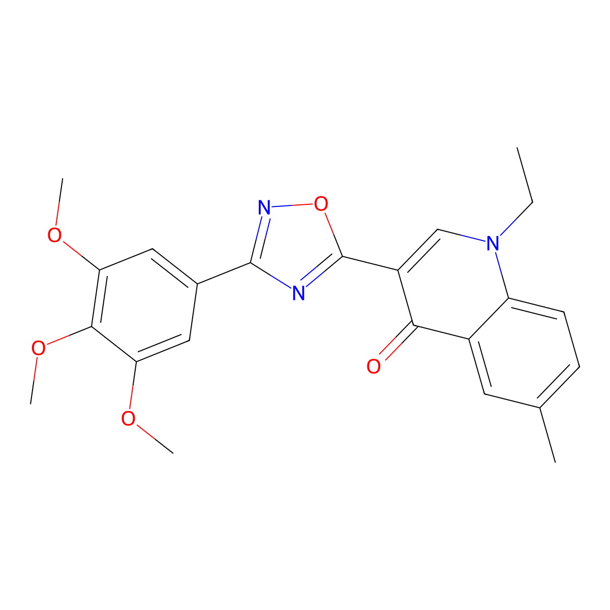 1-ethyl-6-methyl-3-[3-(3,4,5-trimethoxyphenyl)-1,2,4-oxadiazol-5-yl]quinolin-4(1H)-one molecular structure, CAS 1172335-83-9