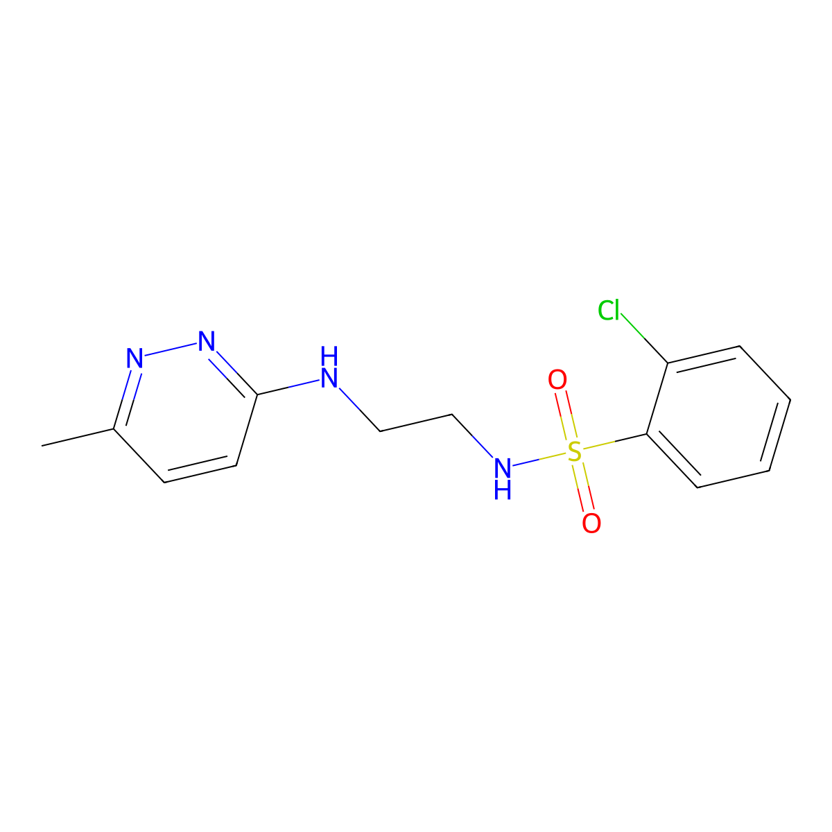 2-chloro-N-(2-((6-methylpyridazin-3-yl)amino)ethyl)benzenesulfonamide molecular structure, CAS 1172336-92-3