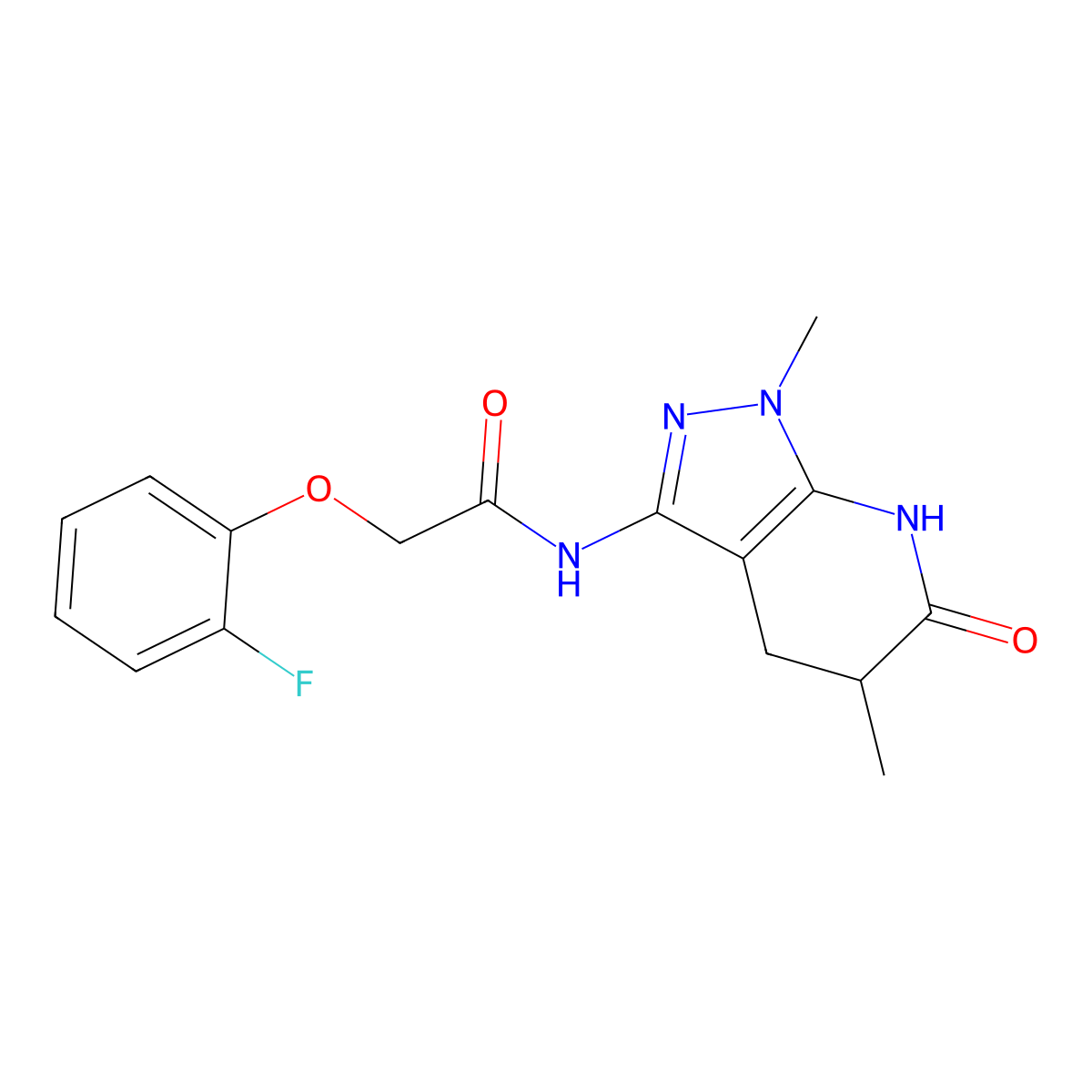 N-(1,5-dimethyl-6-oxo-4,5,6,7-tetrahydro-1H-pyrazolo[3,4-b]pyridin-3-yl)-2-(2-fluorophenoxy)acetamide molecular structure, CAS 1172339-15-9