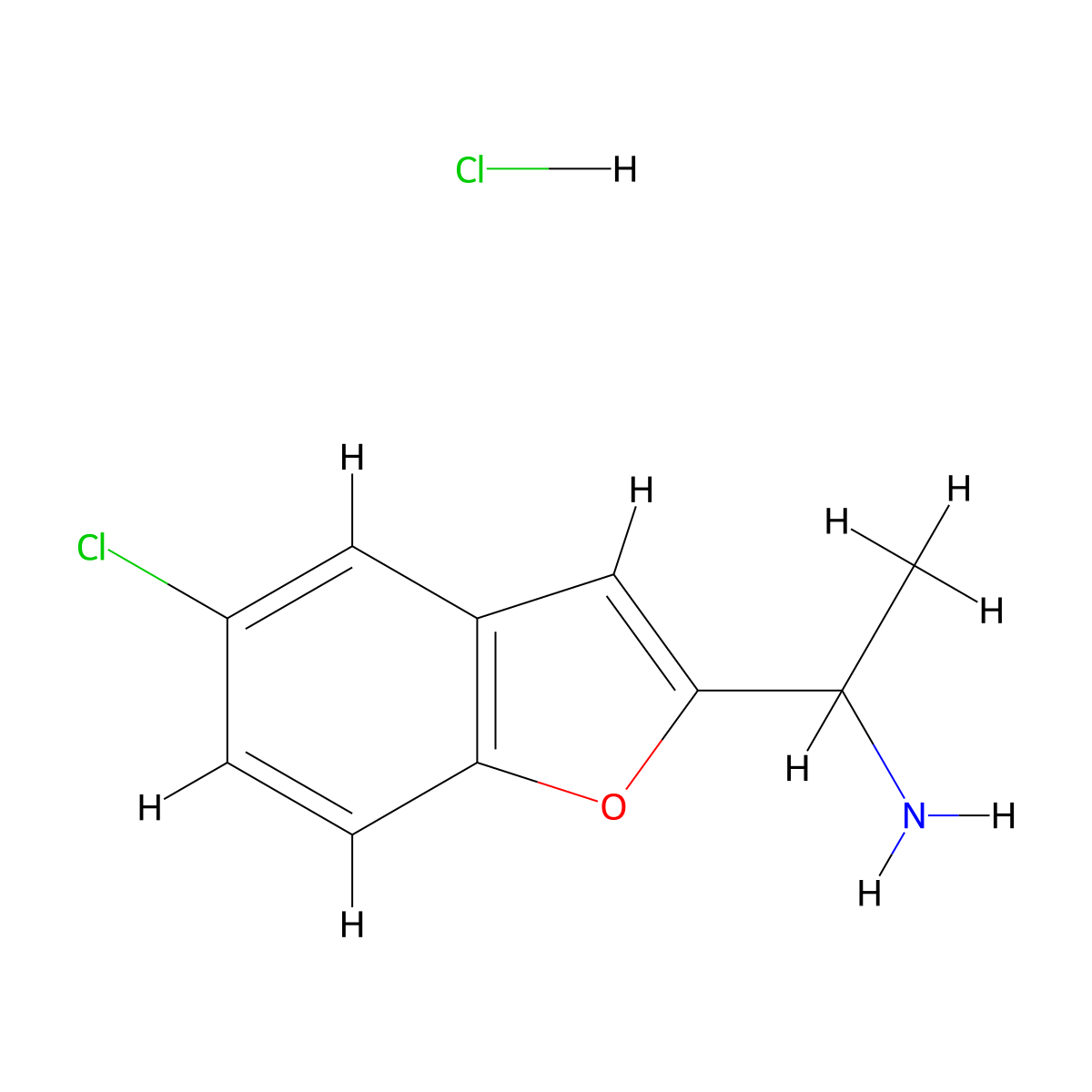 1-(5-Chloro-1-benzofuran-2-yl)ethan-1-amine hydrochloride molecular structure, CAS 117234-02-3
