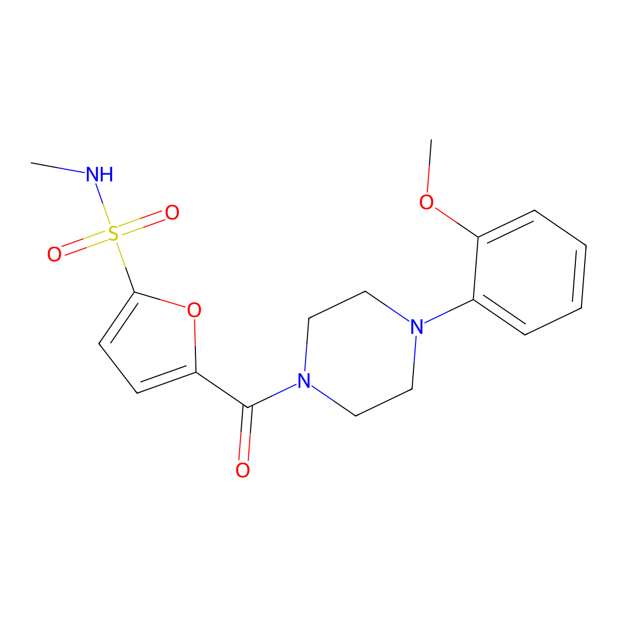 5-[4-(2-methoxyphenyl)piperazine-1-carbonyl]-N-methylfuran-2-sulfonamide molecular structure, CAS 1172343-89-3