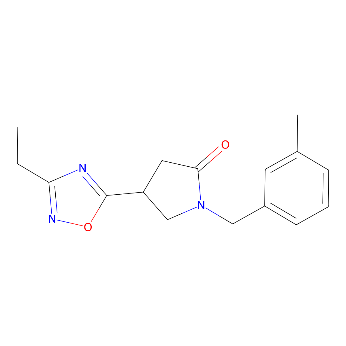 4-(3-Ethyl-1,2,4-oxadiazol-5-yl)-1-[(3-methylphenyl)methyl]pyrrolidin-2-one molecular structure, CAS 1172346-20-1