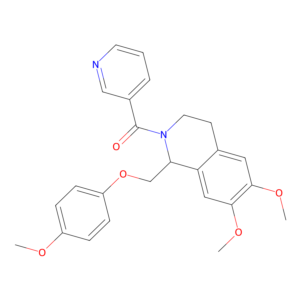 6,7-Dimethoxy-1-[(4-methoxyphenoxy)methyl]-2-(pyridine-3-carbonyl)-1,2,3,4-tetrahydroisoquinoline molecular structure, CAS 1172347-28-2