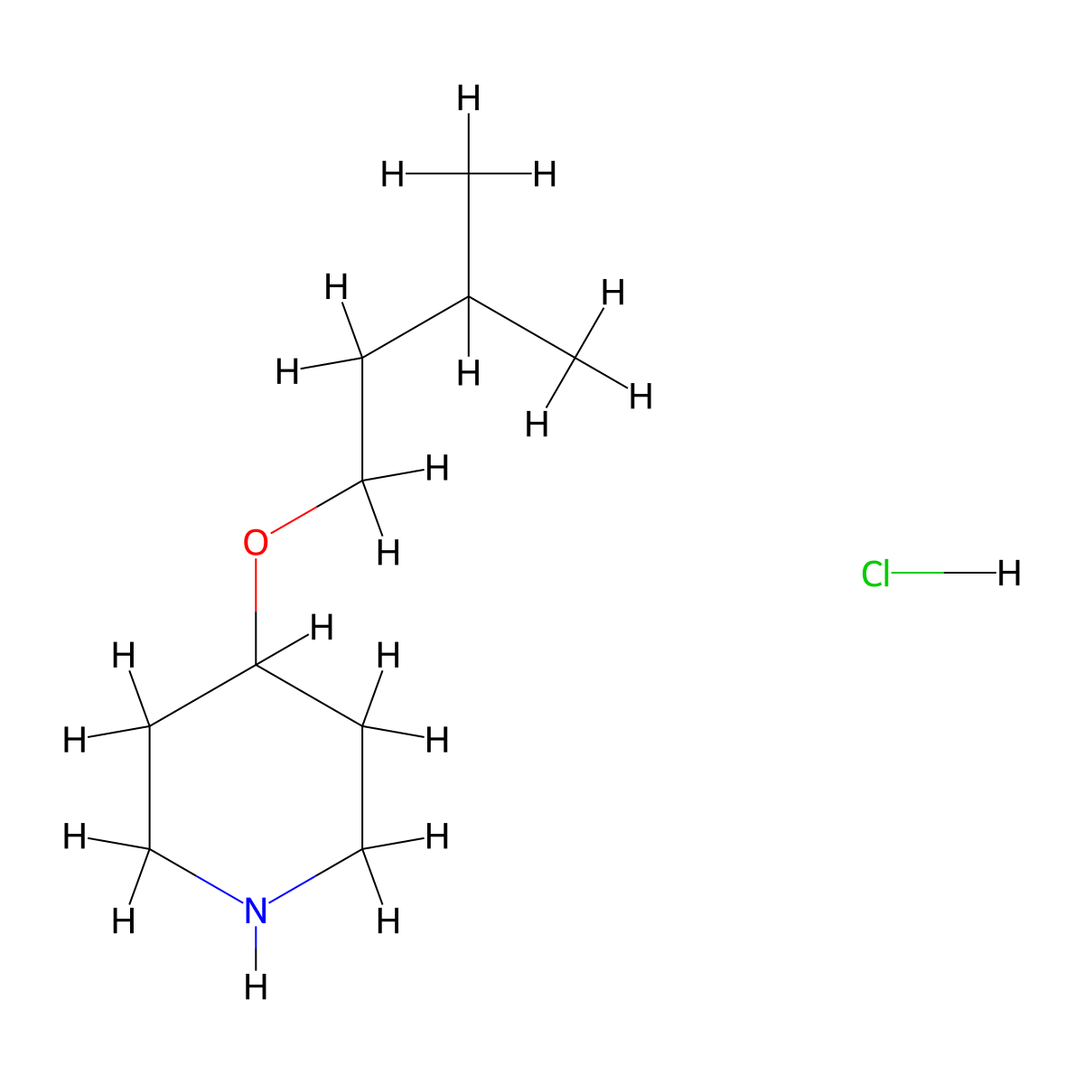4-(Isopentyloxy)piperidine hydrochloride molecular structure, CAS 1172347-43-1