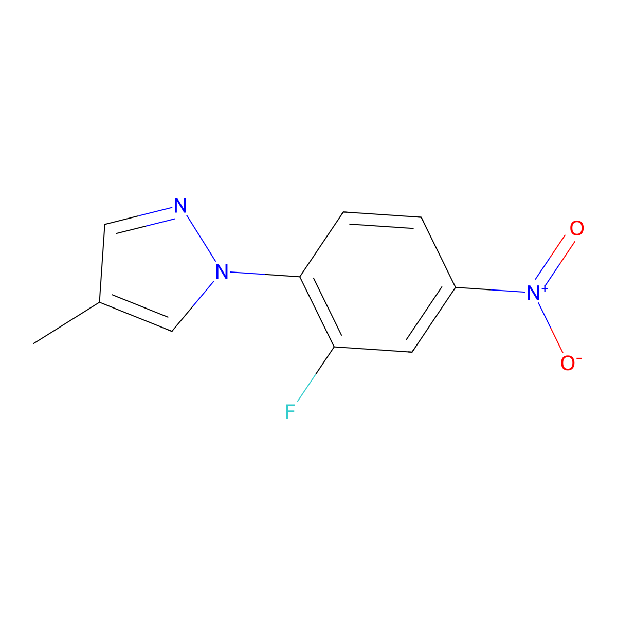 1-(2-fluoro-4-nitrophenyl)-4-methyl-1H-pyrazole molecular structure, CAS 1172348-30-9