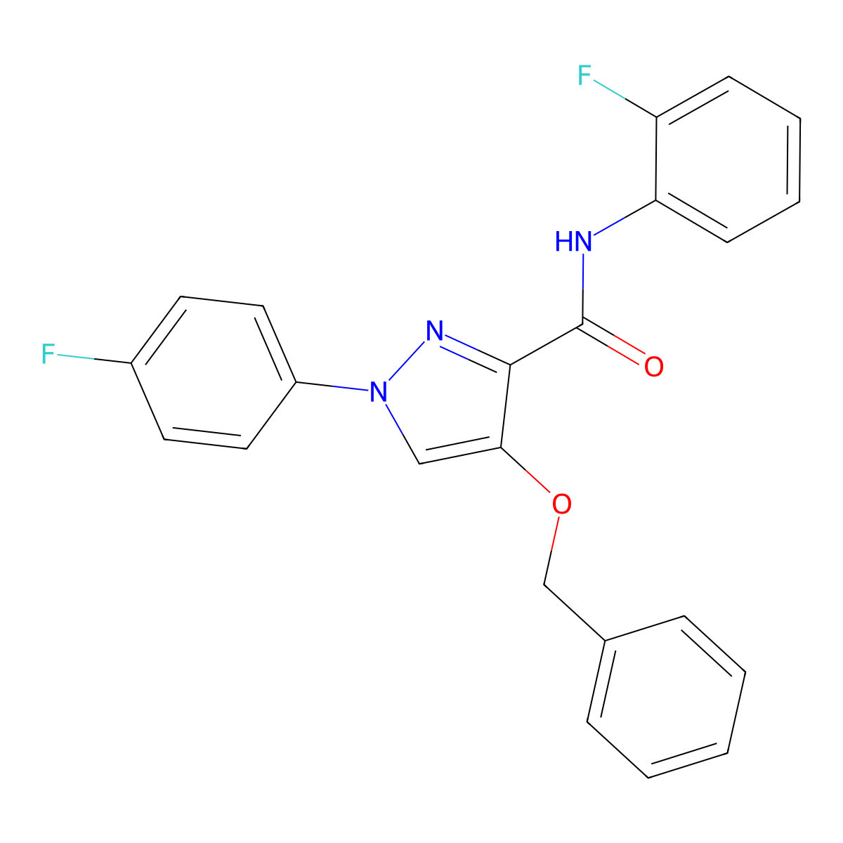4-(benzyloxy)-N-(2-fluorophenyl)-1-(4-fluorophenyl)-1H-pyrazole-3-carboxamide molecular structure, CAS 1172348-67-2