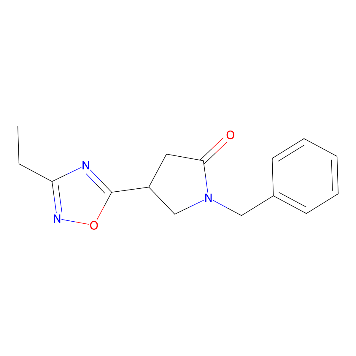 1-Benzyl-4-(3-ethyl-1,2,4-oxadiazol-5-yl)pyrrolidin-2-one molecular structure, CAS 1172350-21-8