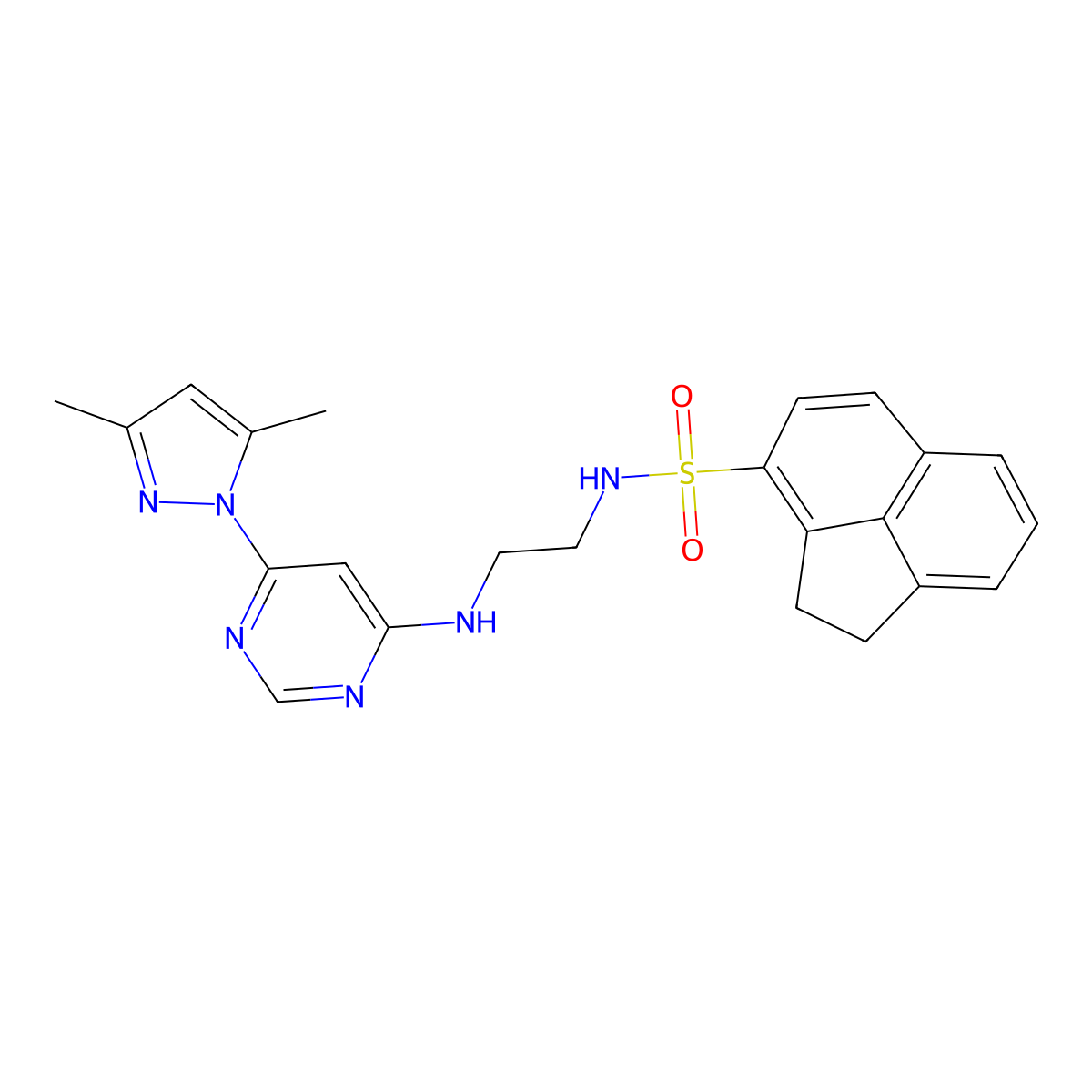 N-(2-{[6-(3,5-dimethyl-1H-pyrazol-1-yl)pyrimidin-4-yl]amino}ethyl)-1,2-dihydroacenaphthylene-3-sulfonamide molecular structure, CAS 1172354-57-2