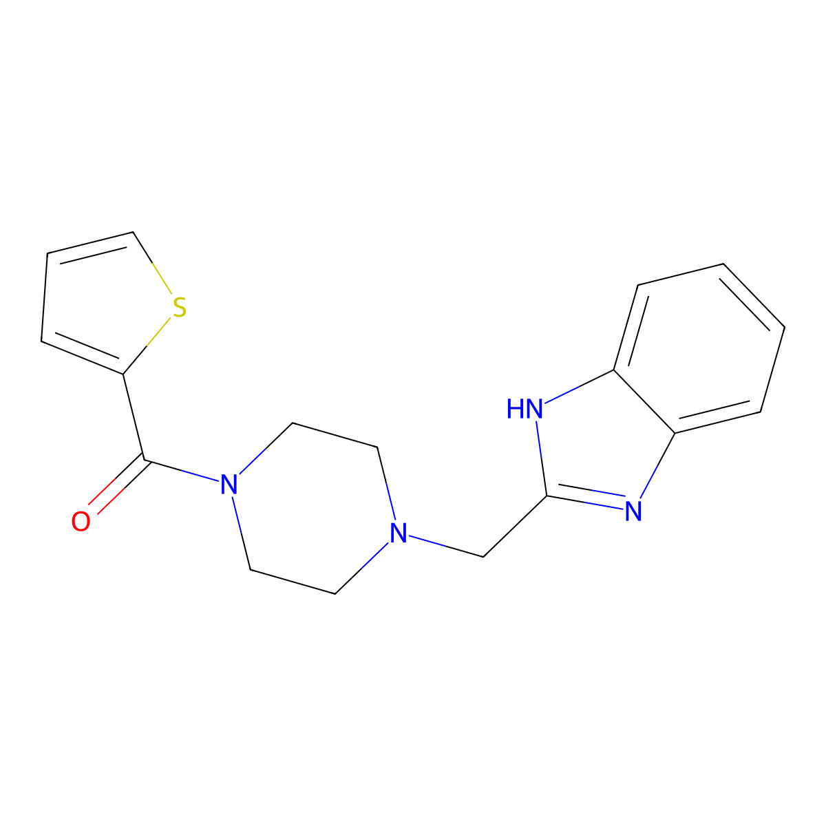 (4-((1H-benzo[d]imidazol-2-yl)methyl)piperazin-1-yl)(thiophen-2-yl)methanone molecular structure, CAS 1172356-10-3