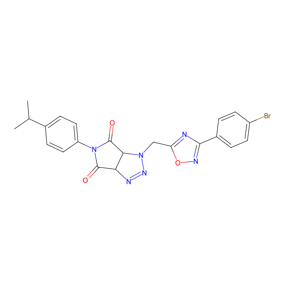 1-((3-(4-bromophenyl)-1,2,4-oxadiazol-5-yl)methyl)-5-(4-isopropylphenyl)-1,6a-dihydropyrrolo[3,4-d][1,2,3]triazole-4,6(3aH,5H)-dione molecular structure, CAS 1172356-61-4