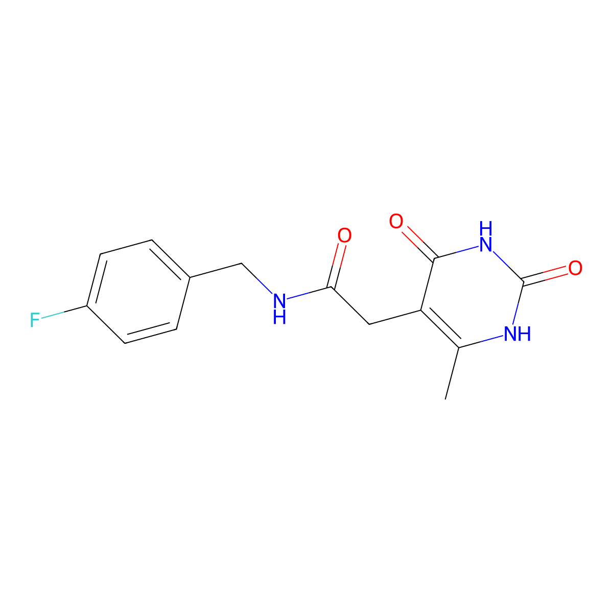 N-(4-fluorobenzyl)-2-(6-methyl-2,4-dioxo-1,2,3,4-tetrahydropyrimidin-5-yl)acetamide molecular structure, CAS 1172357-02-6