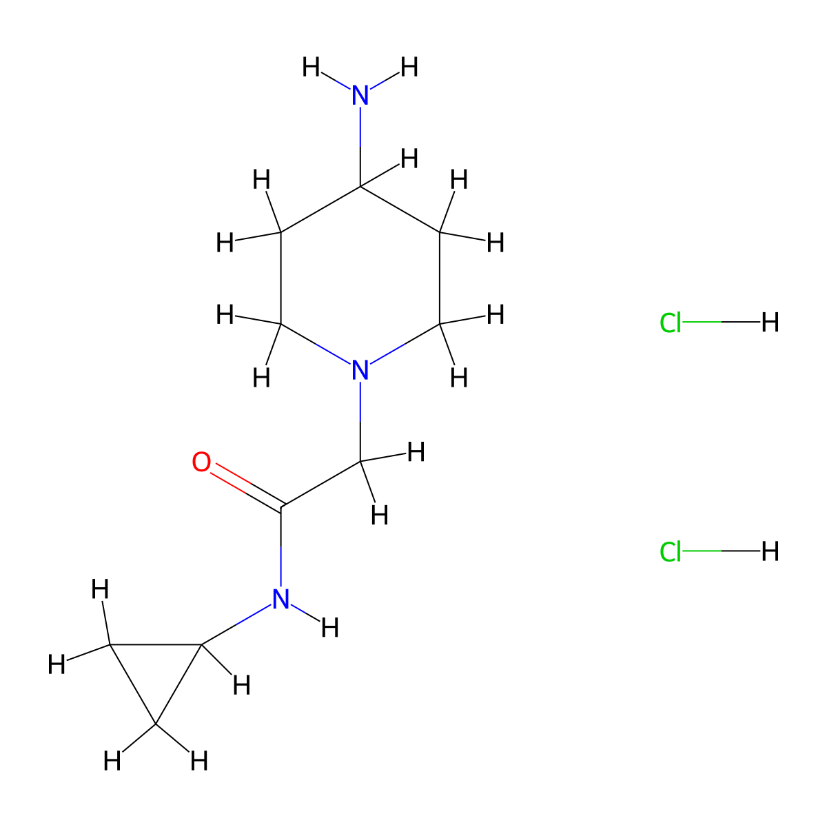 2-(4-aminopiperidin-1-yl)-N-cyclopropylacetamide dihydrochloride molecular structure, CAS 1172357-47-9