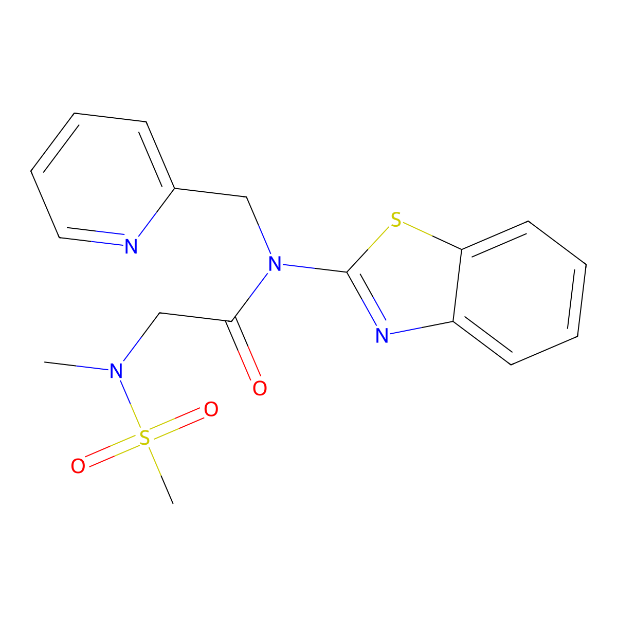 N-(benzo[d]thiazol-2-yl)-2-(N-methylmethylsulfonamido)-N-(pyridin-2-ylmethyl)acetamide molecular structure, CAS 1172357-75-3