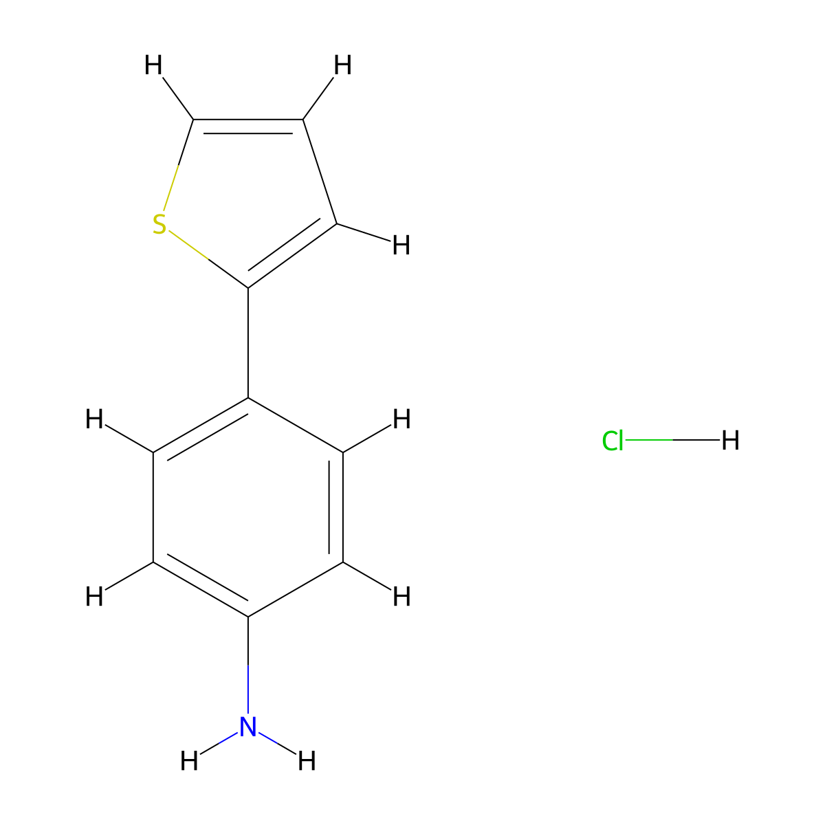 4-(Thiophen-2-yl)aniline hydrochloride molecular structure, CAS 1172363-16-4