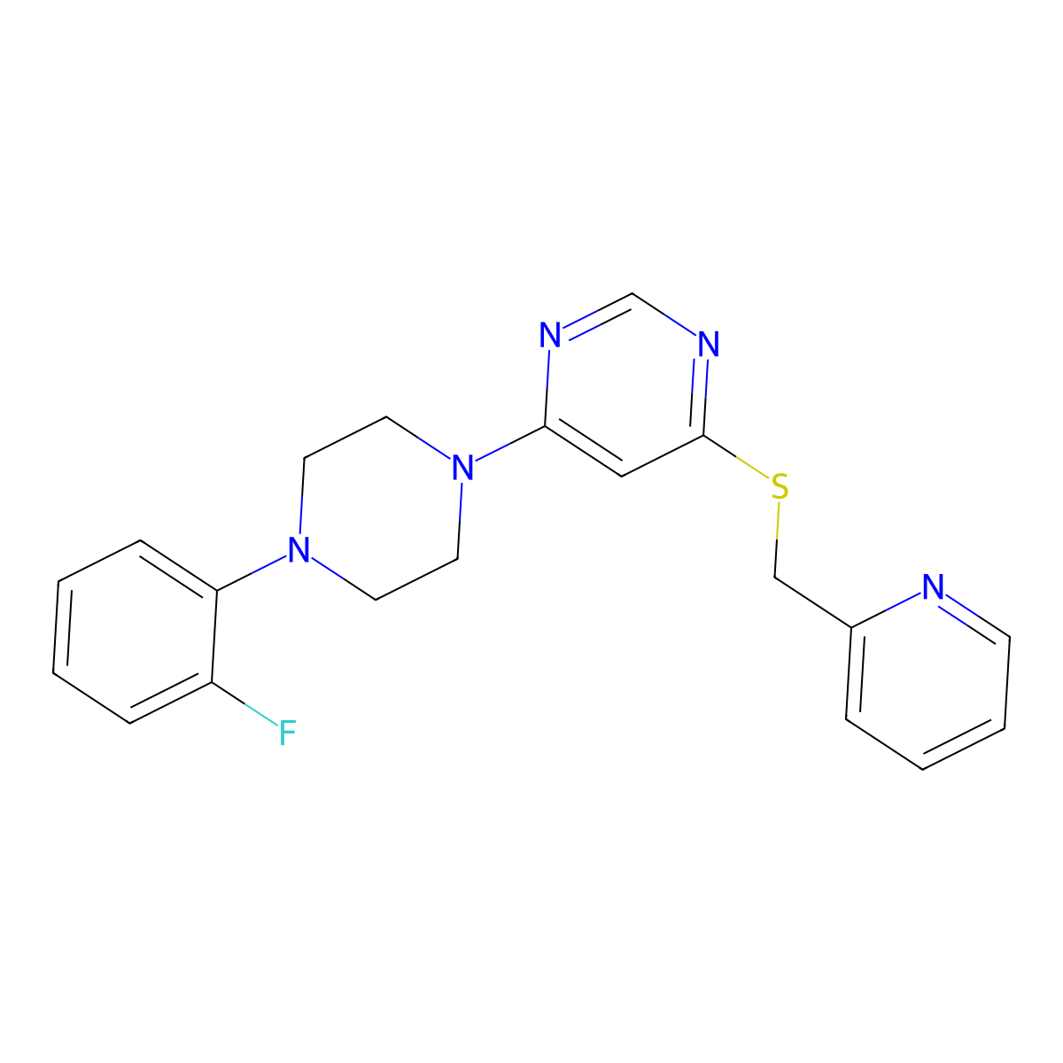 4-(4-(2-Fluorophenyl)piperazin-1-yl)-6-((pyridin-2-ylmethyl)thio)pyrimidine molecular structure, CAS 1172363-63-1
