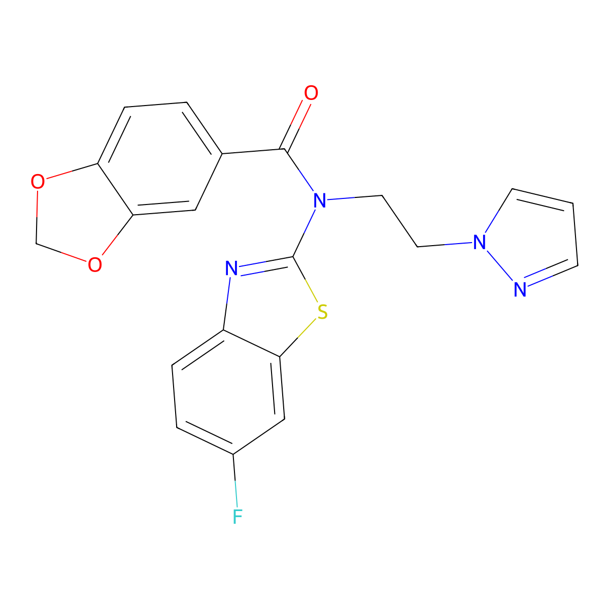N-(2-(1H-pyrazol-1-yl)ethyl)-N-(6-fluorobenzo[d]thiazol-2-yl)benzo[d][1,3]dioxole-5-carboxamide molecular structure, CAS 1172364-78-1
