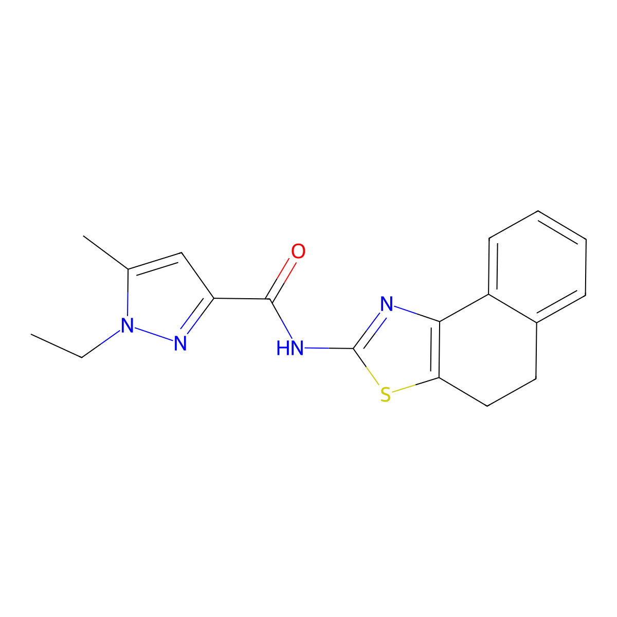 1-ethyl-5-methyl-N-{4H,5H-naphtho[1,2-d][1,3]thiazol-2-yl}-1H-pyrazole-3-carboxamide molecular structure, CAS 1172368-08-9