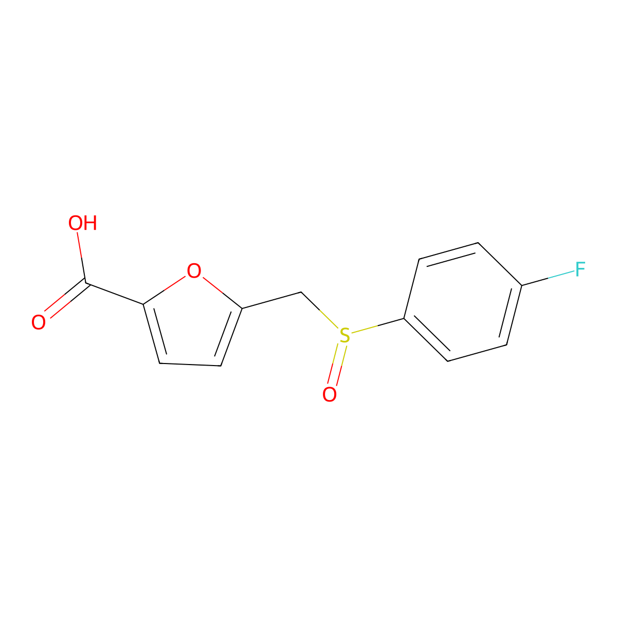 5-{[(4-Fluorophenyl)sulfinyl]methyl}-2-furoic acid molecular structure, CAS 1172368-15-8
