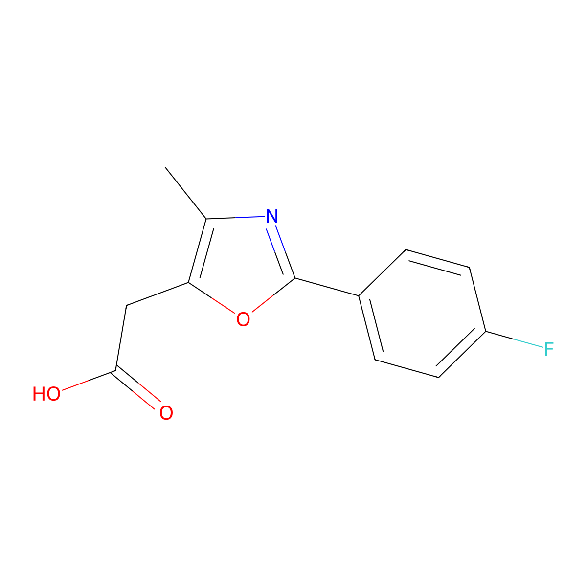 [2-(4-Fluorophenyl)-4-methyl-1,3-oxazol-5-yl]acetic acid molecular structure, CAS 1172370-81-8