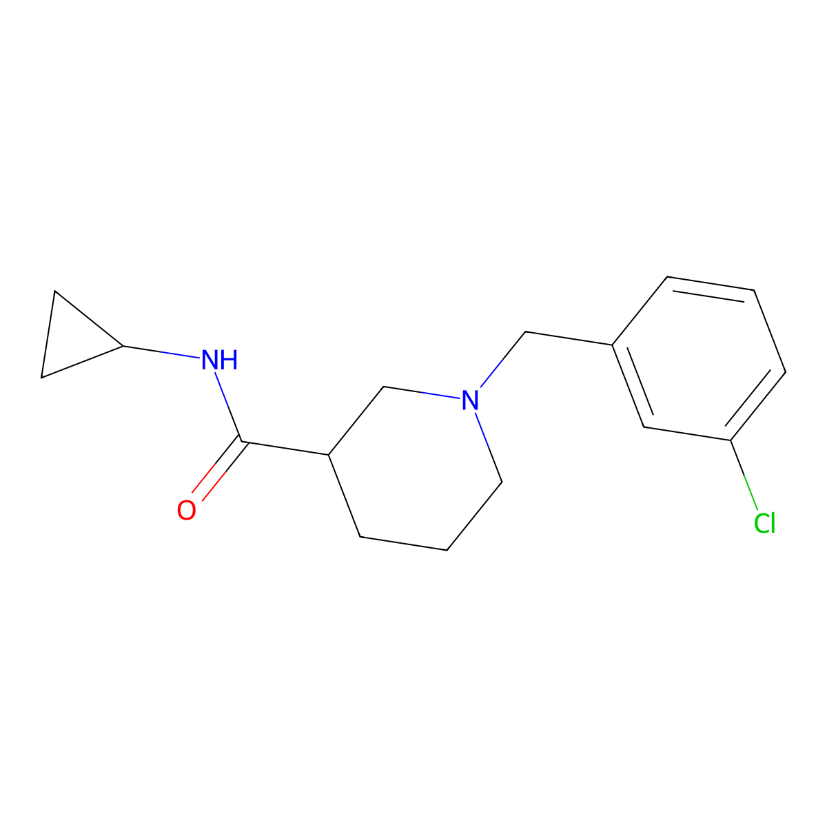 1-[(3-chlorophenyl)methyl]-N-cyclopropylpiperidine-3-carboxamide molecular structure, CAS 1172371-31-1