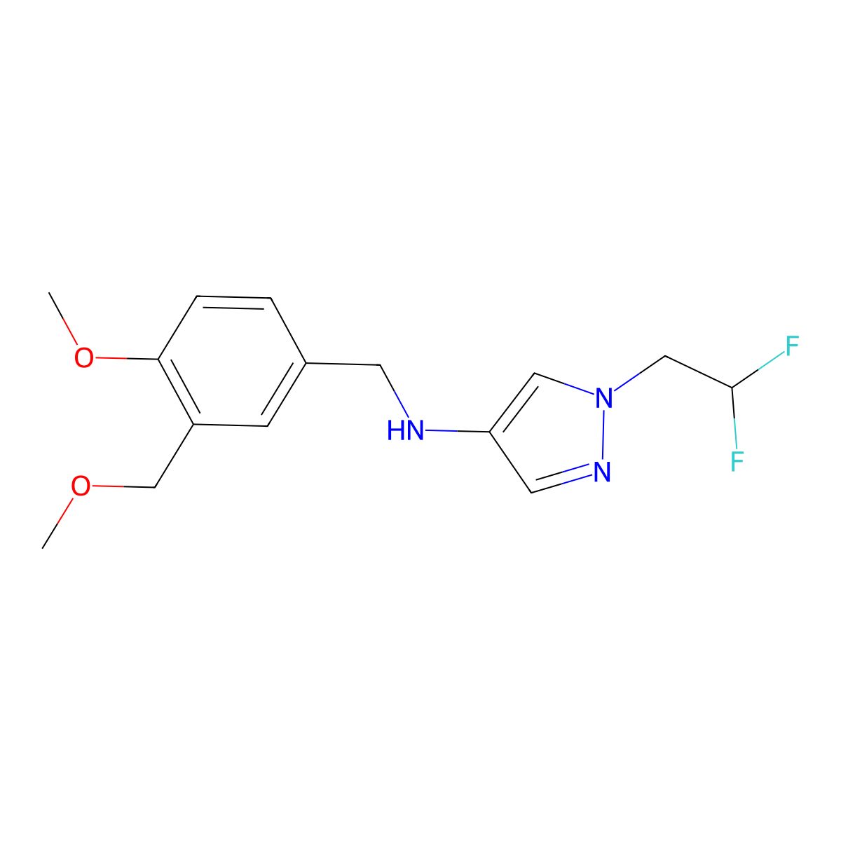 1-(2,2-difluoroethyl)-N-[4-methoxy-3-(methoxymethyl)benzyl]-1H-pyrazol-4-amine molecular structure, CAS 1172372-04-1