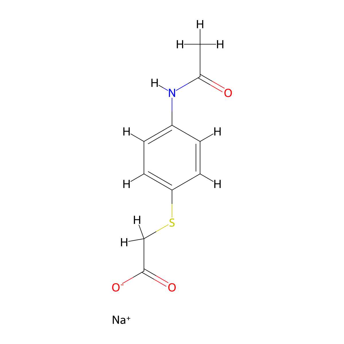 Sodium 2-[(4-acetamidophenyl)sulfanyl]acetate molecular structure, CAS 1172373-18-0