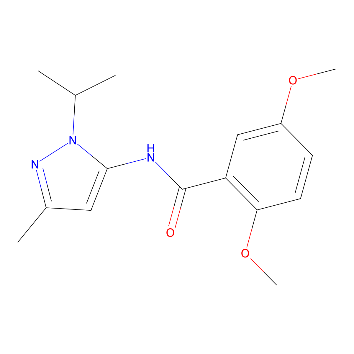 2,5-dimethoxy-N-[3-methyl-1-(propan-2-yl)-1H-pyrazol-5-yl]benzamide molecular structure, CAS 1172373-58-8