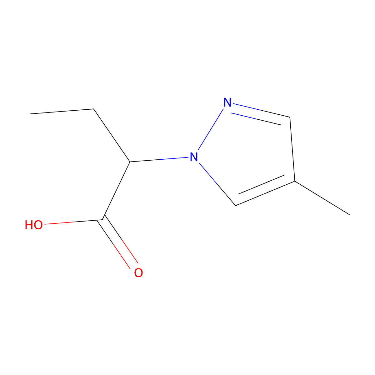 2-(4-methyl-1H-pyrazol-1-yl)butanoic acid molecular structure, CAS 1172375-78-8