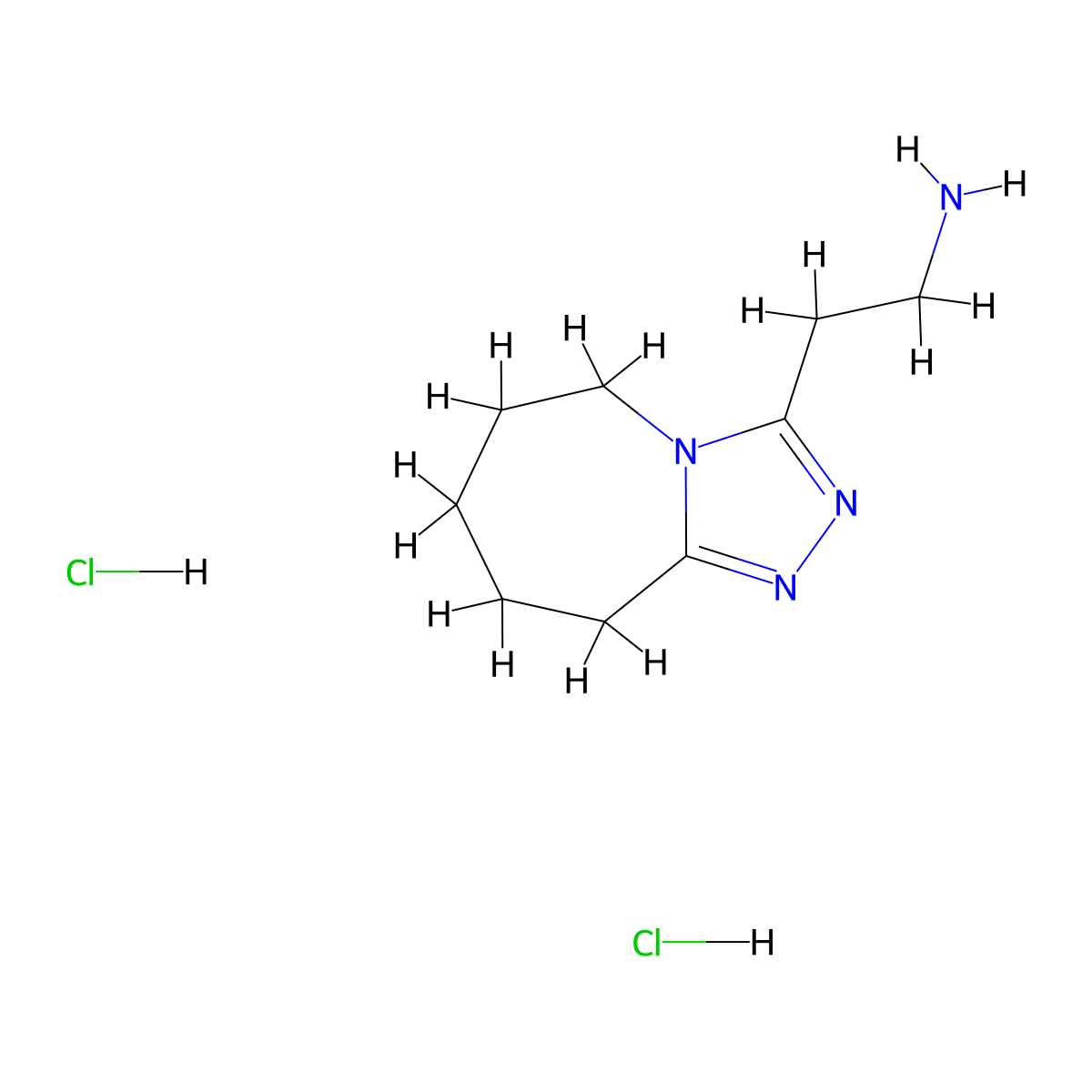 2-{5H,6H,7H,8H,9H-[1,2,4]triazolo[4,3-a]azepin-3-yl}ethan-1-amine dihydrochloride molecular structure, CAS 1172376-95-2