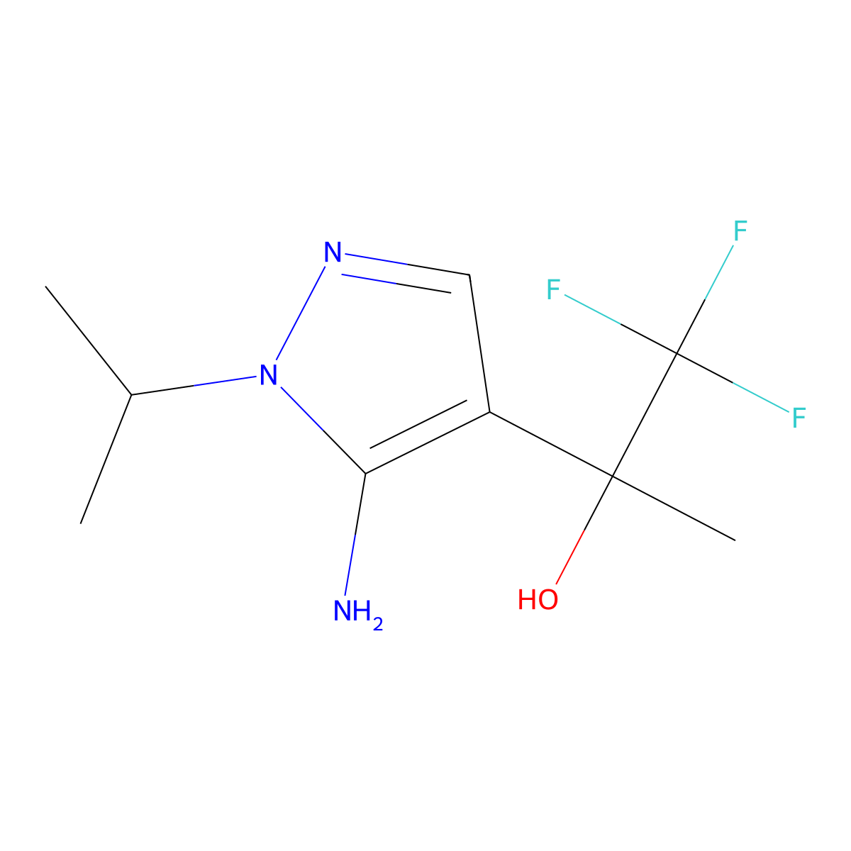 2-(5-amino-1-(propan-2-yl)-1H-pyrazol-4-yl)-1,1,1-trifluoropropan-2-ol molecular structure, CAS 1172377-46-6
