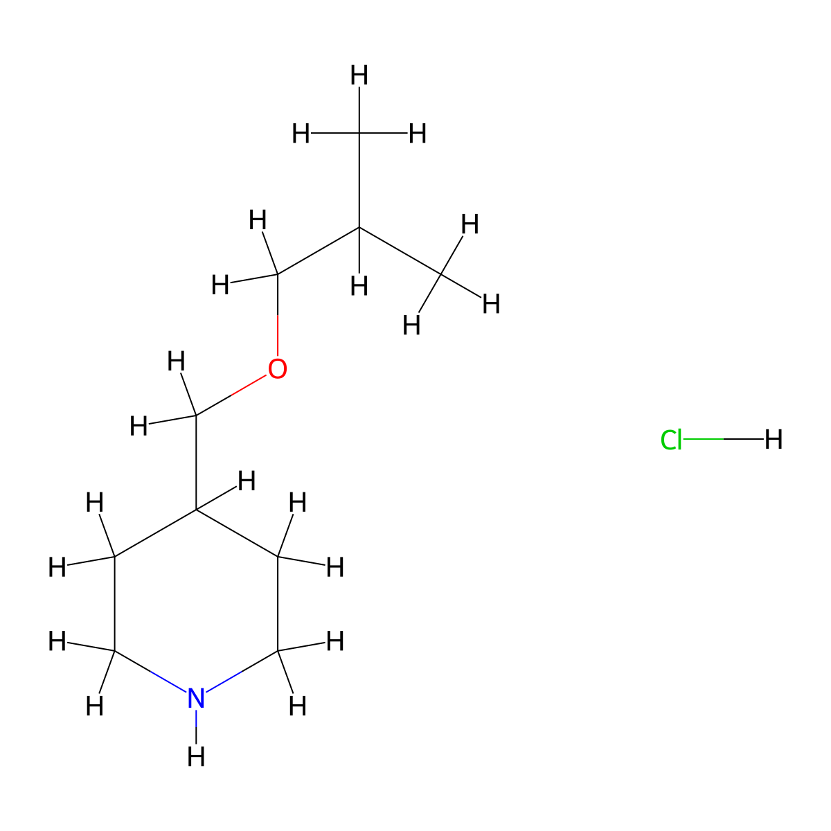 4-[(2-Methylpropoxy)methyl]piperidine hydrochloride molecular structure, CAS 1172379-41-7