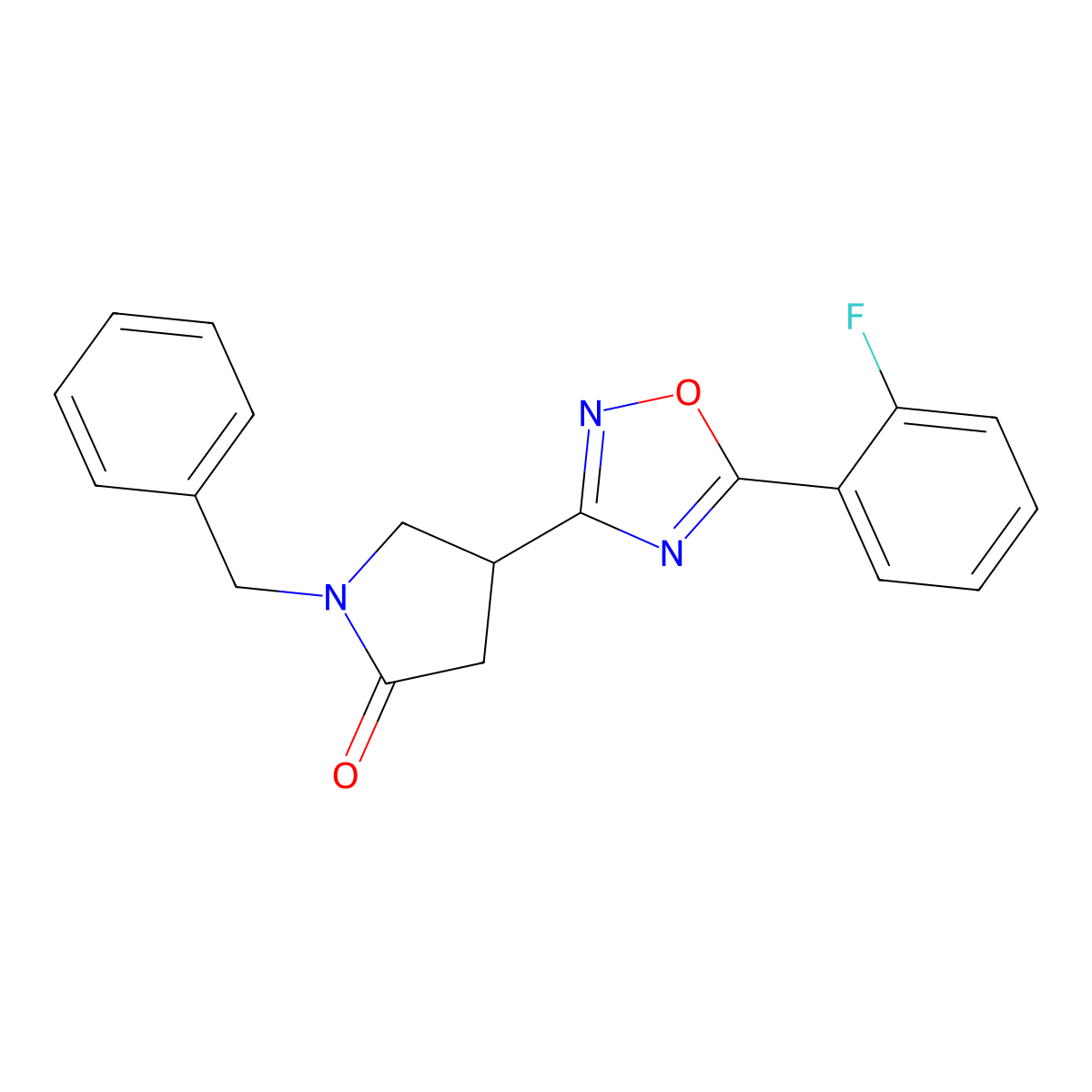 1-Benzyl-4-[5-(2-fluorophenyl)-1,2,4-oxadiazol-3-yl]pyrrolidin-2-one molecular structure, CAS 1172380-80-1