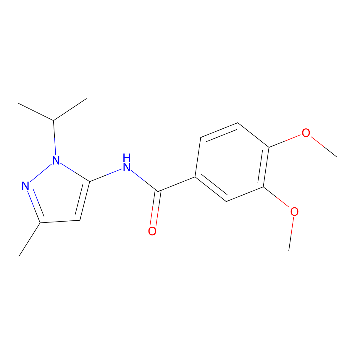 N-(1-isopropyl-3-methyl-1H-pyrazol-5-yl)-3,4-dimethoxybenzamide molecular structure, CAS 1172382-74-9