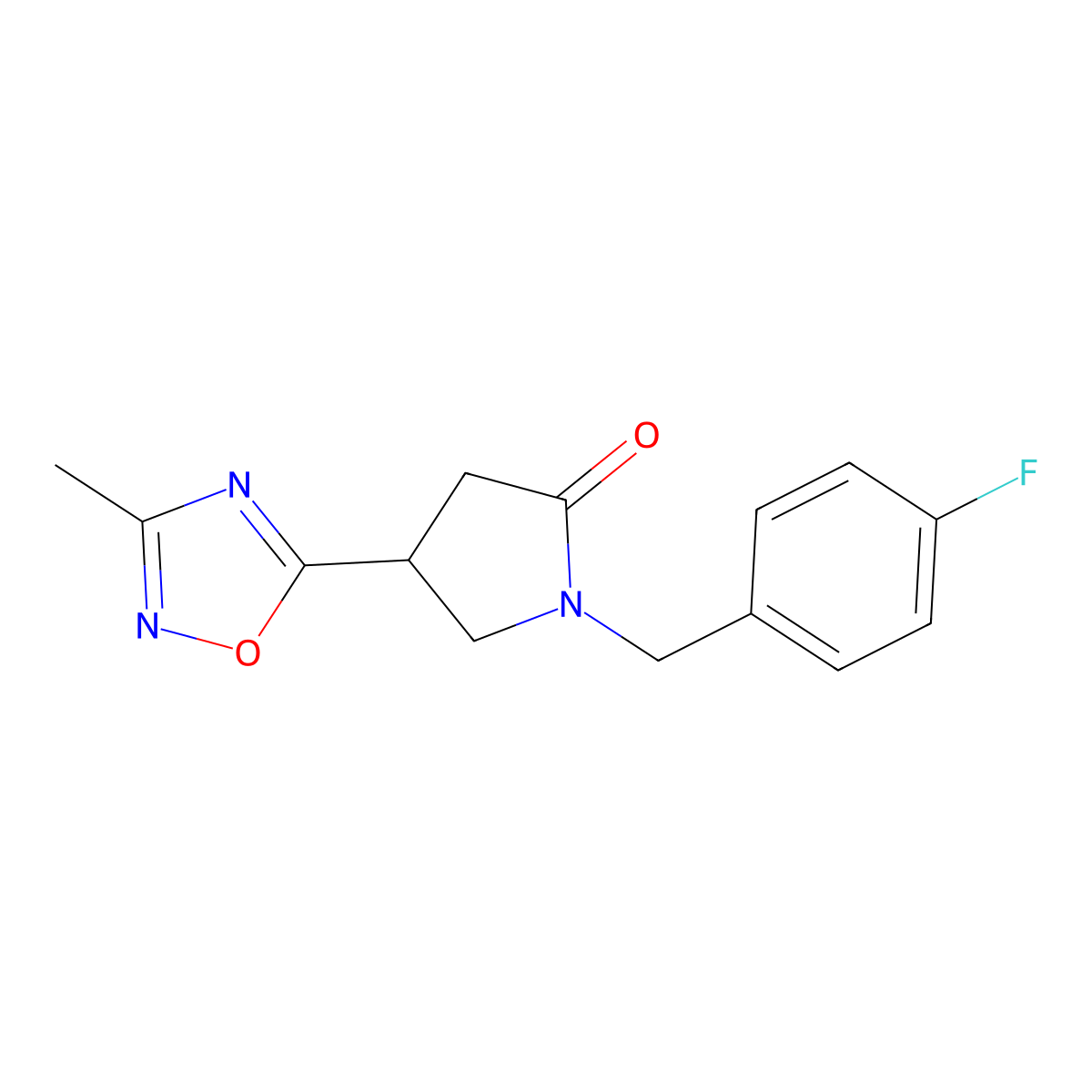 1-(4-Fluorobenzyl)-4-(3-methyl-1,2,4-oxadiazol-5-yl)pyrrolidin-2-one molecular structure, CAS 1172383-35-5