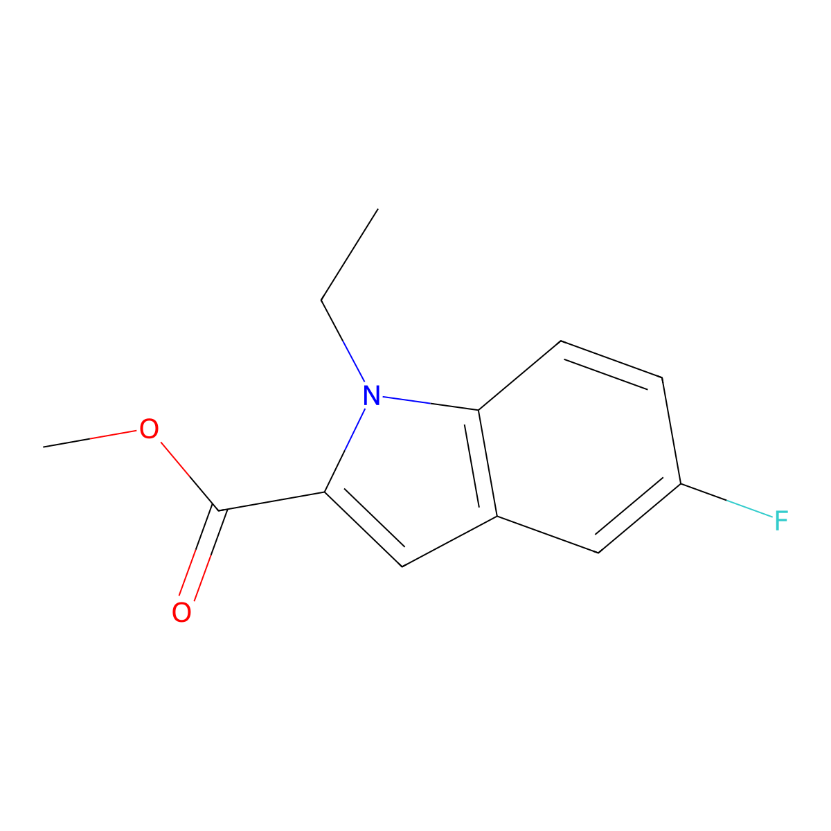 Methyl 1-ethyl-5-fluoro-1H-indole-2-carboxylate molecular structure, CAS 1172385-39-5