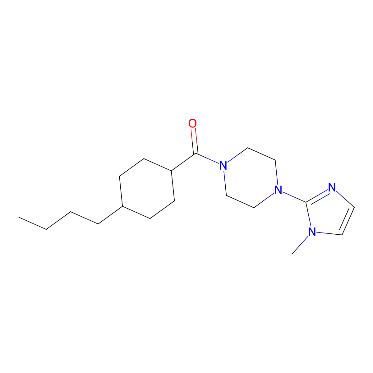 1-(4-butylcyclohexanecarbonyl)-4-(1-methyl-1H-imidazol-2-yl)piperazine molecular structure, CAS 1172391-15-9