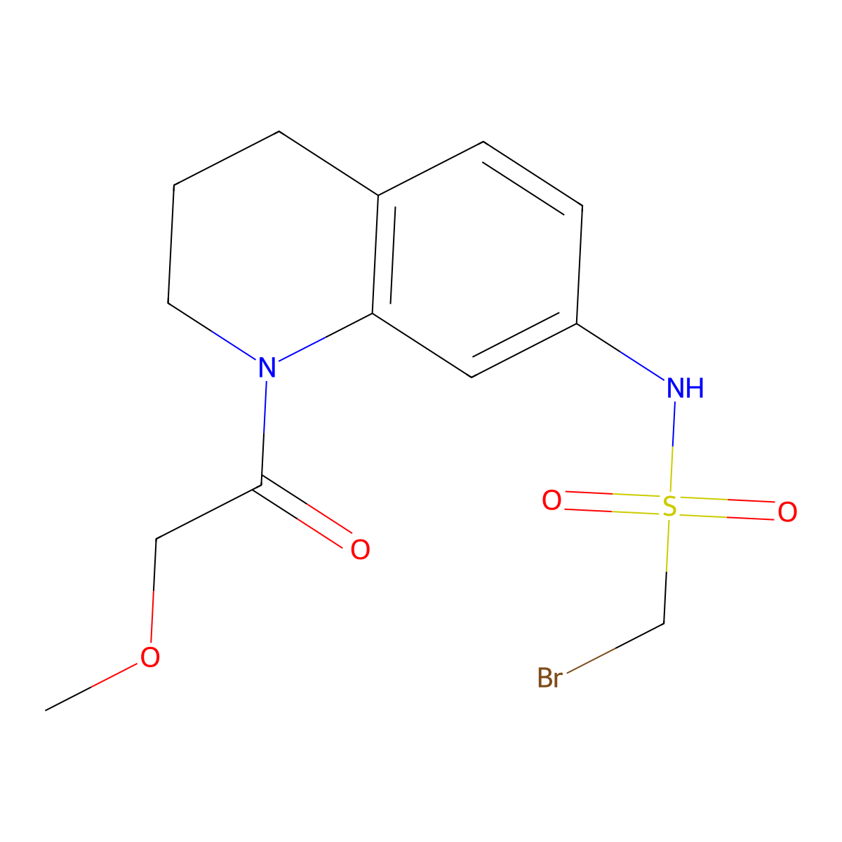 1-bromo-N-(1-(2-methoxyacetyl)-1,2,3,4-tetrahydroquinolin-7-yl)methanesulfonamide molecular structure, CAS 1172391-20-6