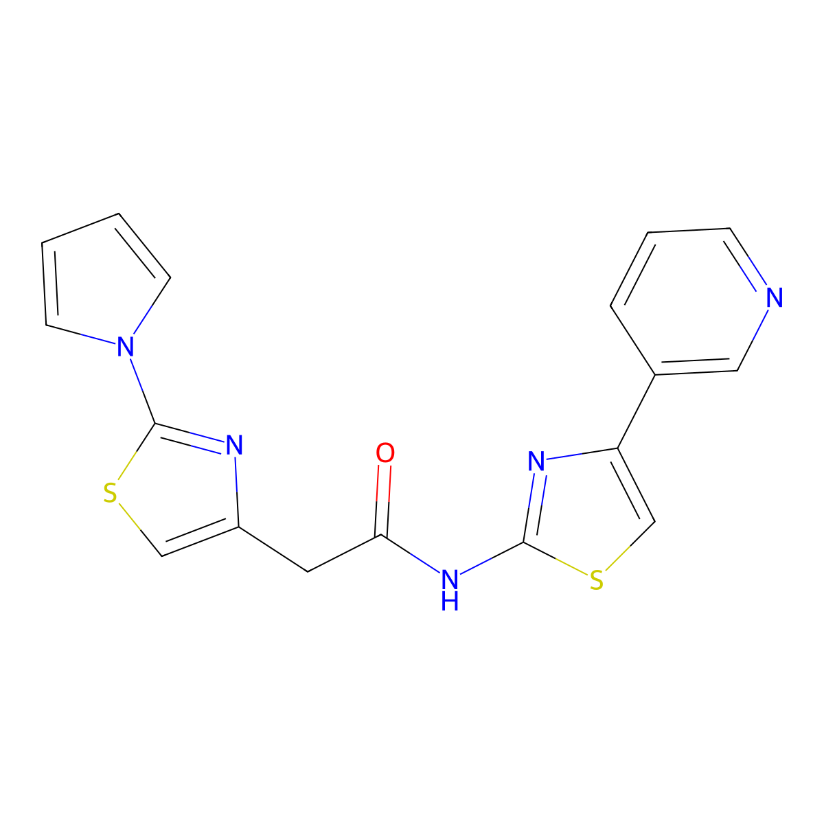 2-(2-(1H-pyrrol-1-yl)thiazol-4-yl)-N-(4-(pyridin-3-yl)thiazol-2-yl)acetamide molecular structure, CAS 1172391-25-1