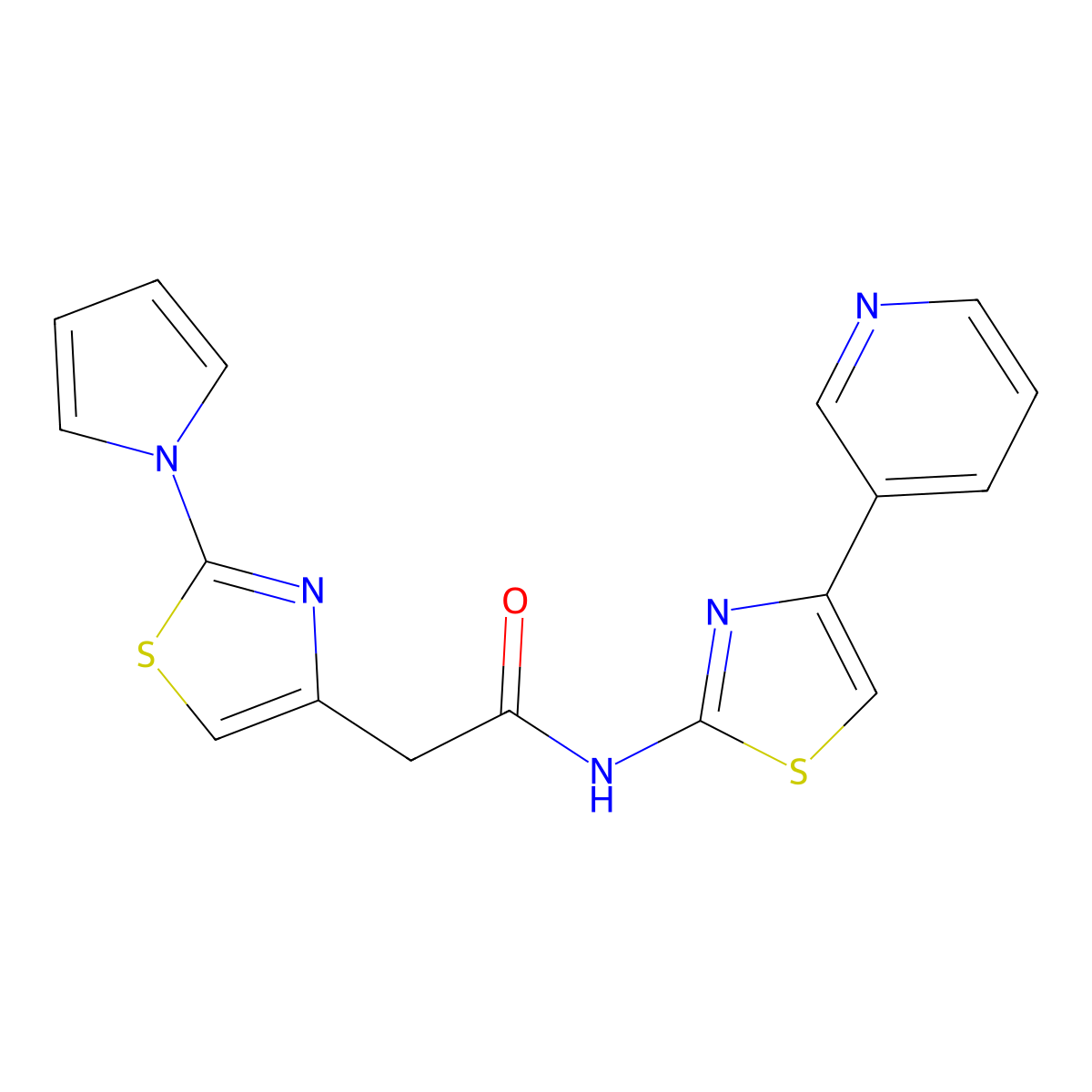 2-(2-(1H-pyrrol-1-yl)thiazol-4-yl)-N-(4-(pyridin-3-yl)thiazol-2-yl)acetamide molecular structure, CAS 1172391-25-1