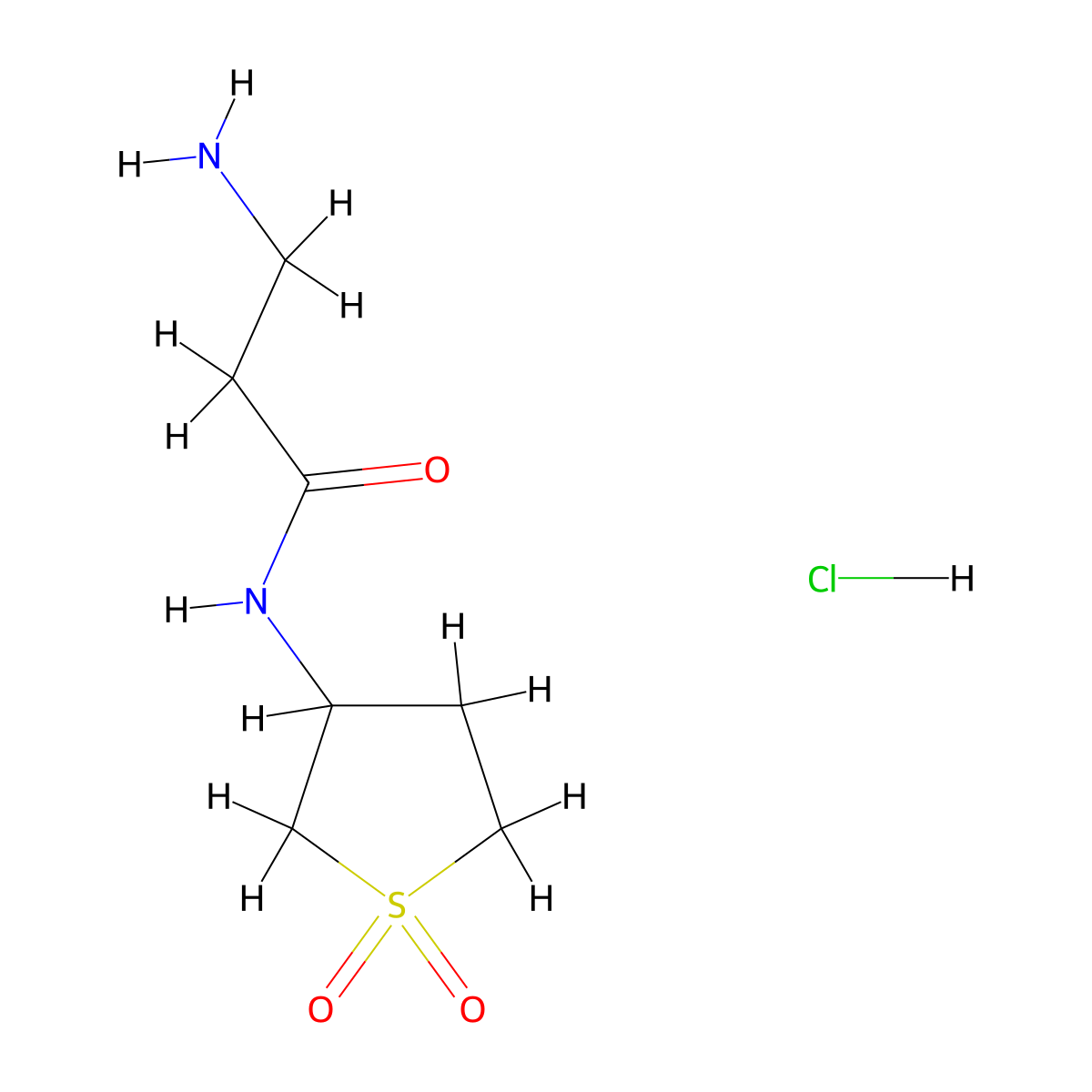 3-amino-N-(1,1-dioxidotetrahydrothien-3-yl)propanamide hydrochloride molecular structure, CAS 1172392-16-3
