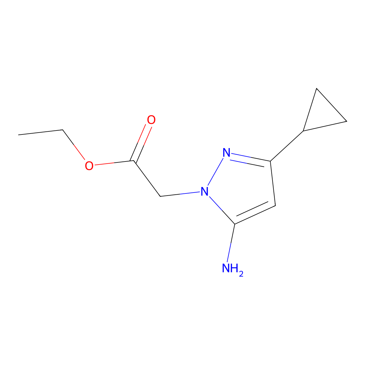 Ethyl 2-(5-amino-3-cyclopropyl-1H-pyrazol-1-yl)acetate molecular structure, CAS 1172392-21-0