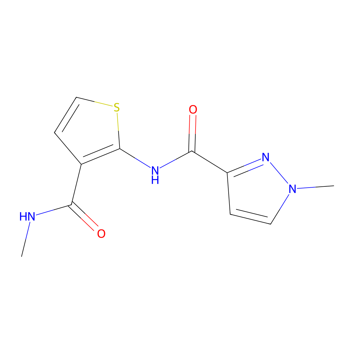1-methyl-N-[3-(methylcarbamoyl)thiophen-2-yl]-1H-pyrazole-3-carboxamide molecular structure, CAS 1172392-64-1