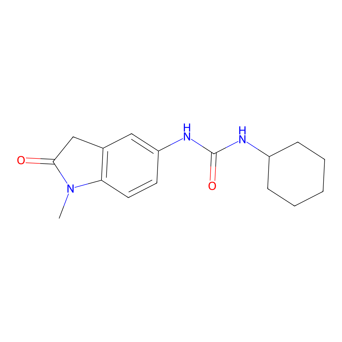 1-Cyclohexyl-3-(1-methyl-2-oxoindolin-5-yl)urea molecular structure, CAS 1172394-81-8