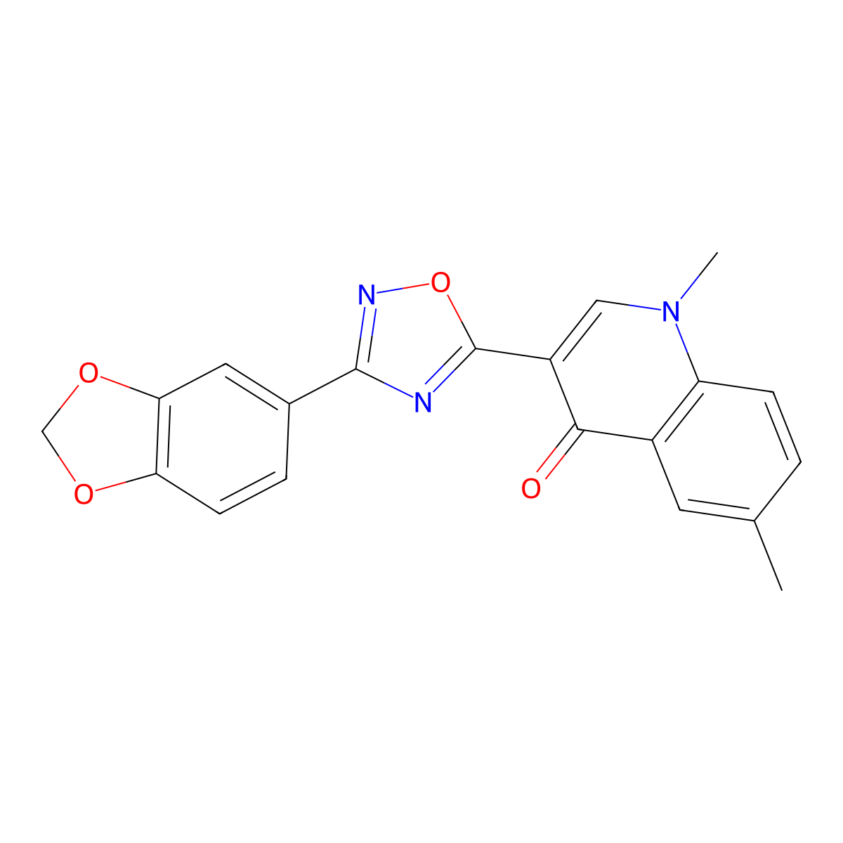 3-[3-(2H-1,3-benzodioxol-5-yl)-1,2,4-oxadiazol-5-yl]-1,6-dimethyl-1,4-dihydroquinolin-4-one molecular structure, CAS 1172395-74-2
