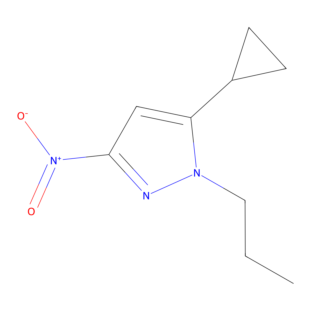 5-cyclopropyl-3-nitro-1-propyl-1H-pyrazole molecular structure, CAS 1172397-62-4
