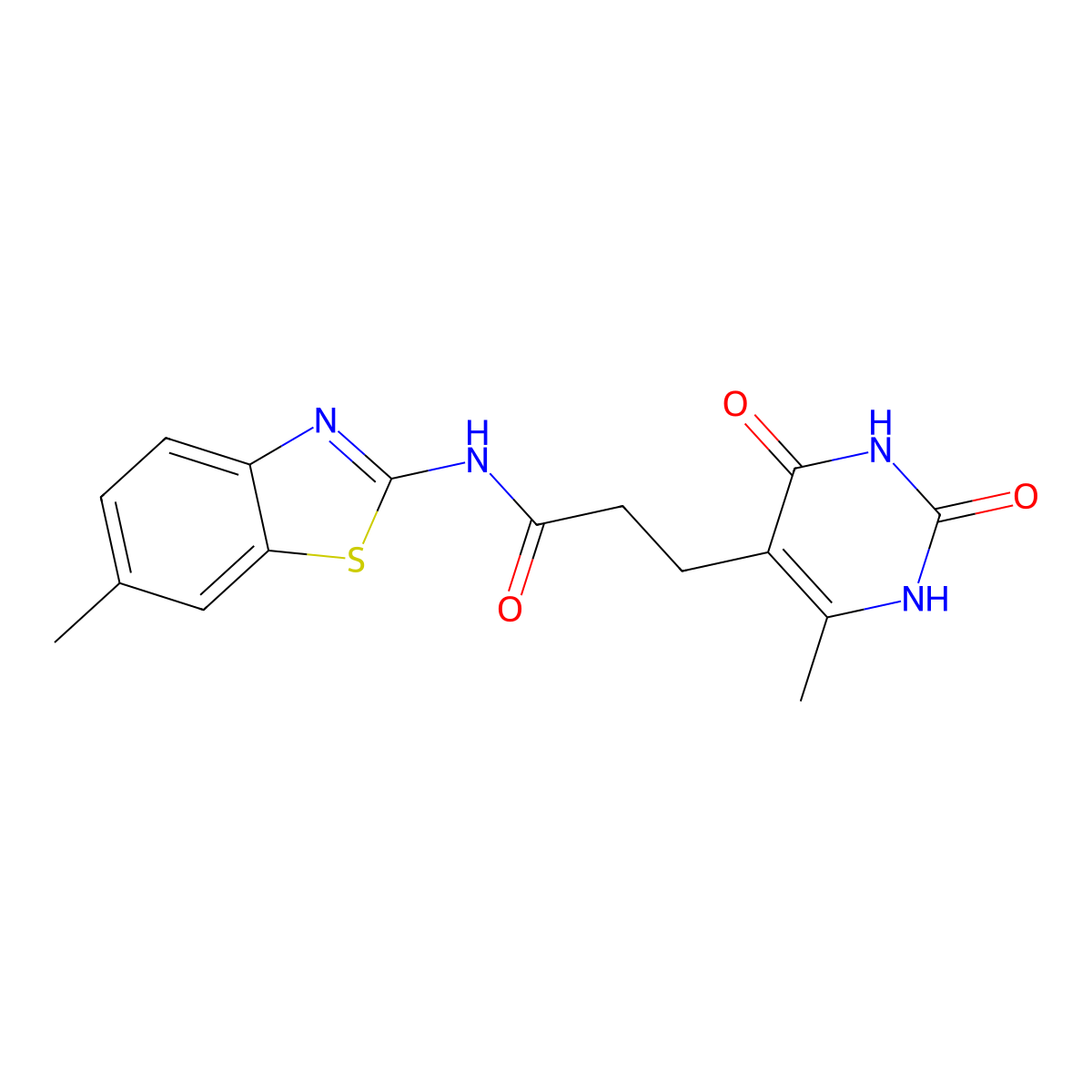 3-(6-methyl-2,4-dioxo-1,2,3,4-tetrahydropyrimidin-5-yl)-N-(6-methylbenzo[d]thiazol-2-yl)propanamide molecular structure, CAS 1172397-90-8