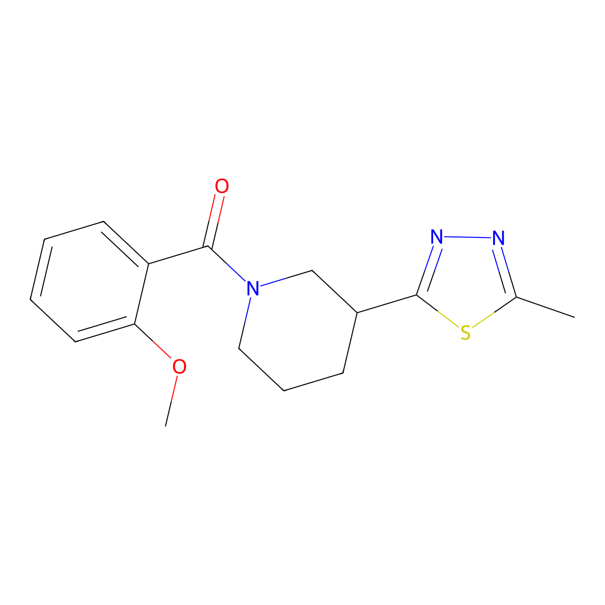 (2-Methoxyphenyl)(3-(5-methyl-1,3,4-thiadiazol-2-yl)piperidin-1-yl)methanone molecular structure, CAS 1172401-80-7